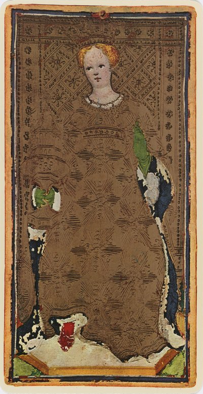 La Regina di Coppe, facsimile di una carta dei tarocchi dal mazzo 